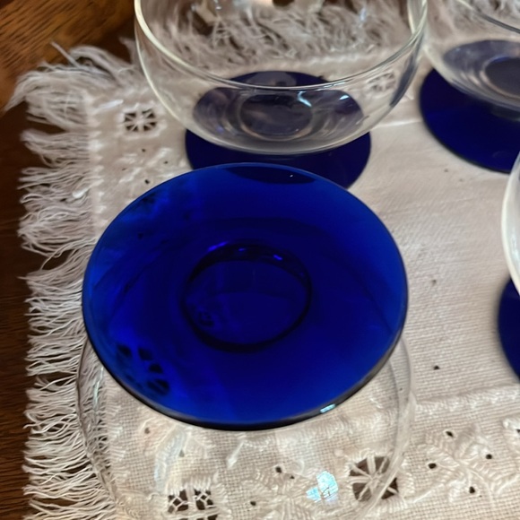 Vintage Weston, cobalt blue footed glass parfait dessert six piece set - Picture 5 of 6
